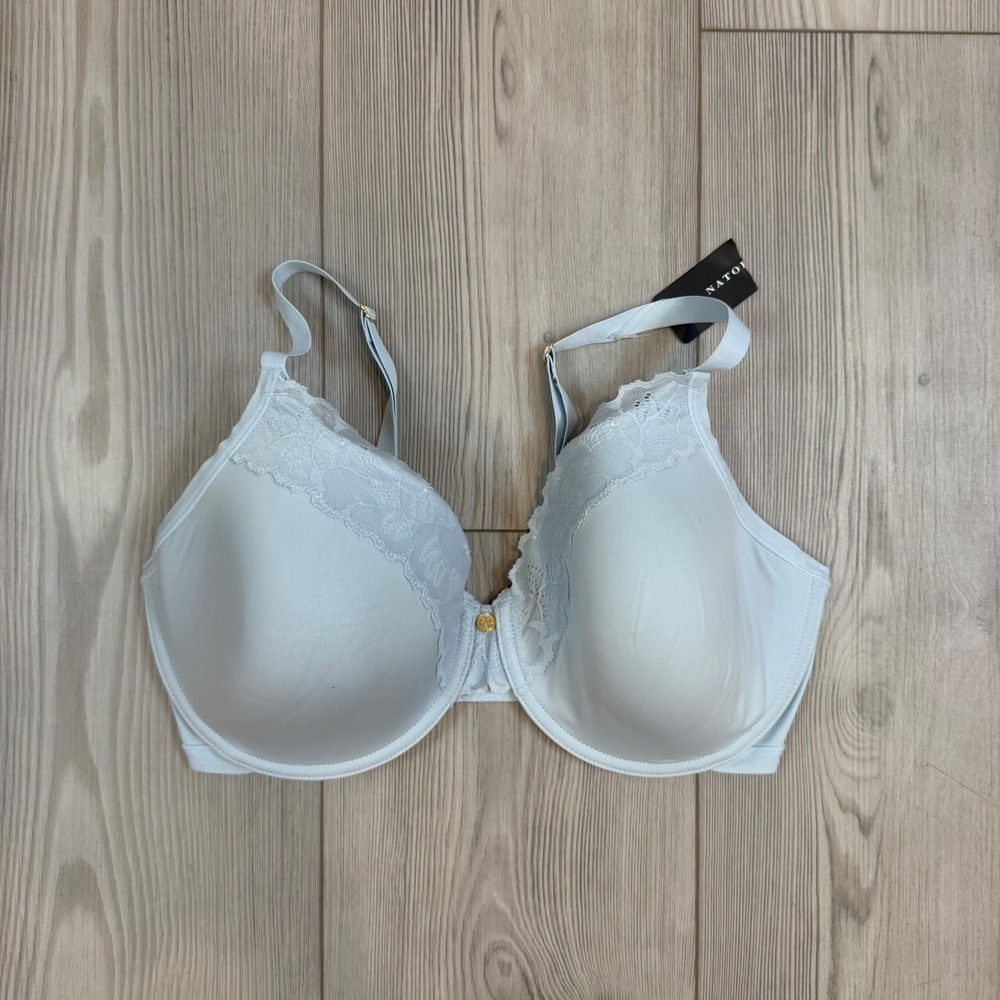 Natori Refined Underwire Contour Bra 34DDD Baby Blue Lace Trim 7313219 NEW